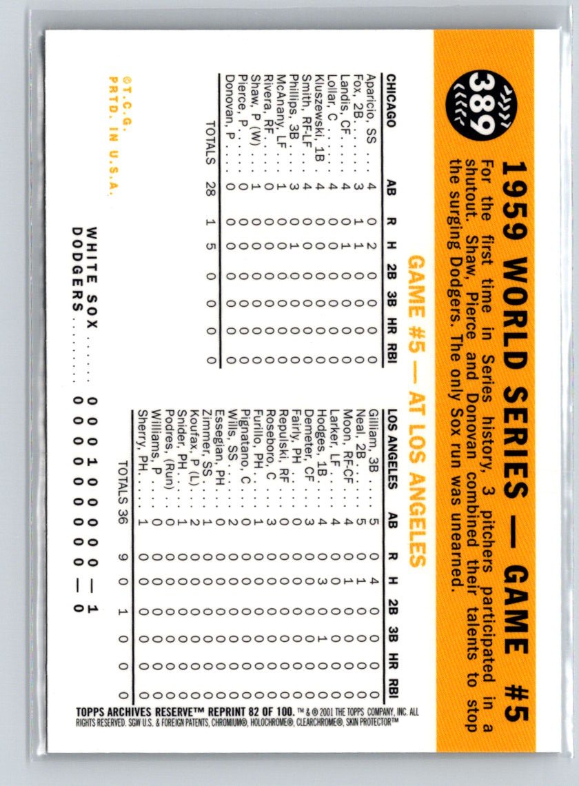 2001 Topps Archives Reserve #82 Maury Wills / Luis Aparicio X49