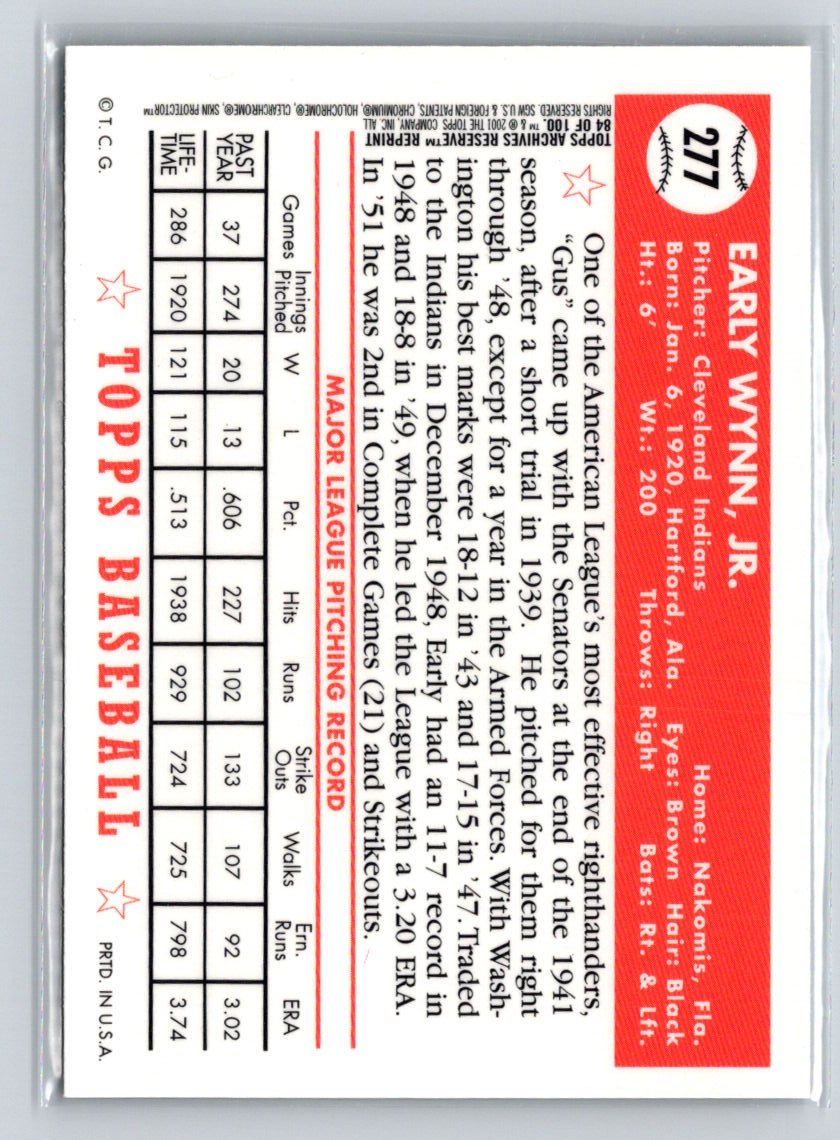 2001 Topps Archives Reserve #84 Early Wynn X49