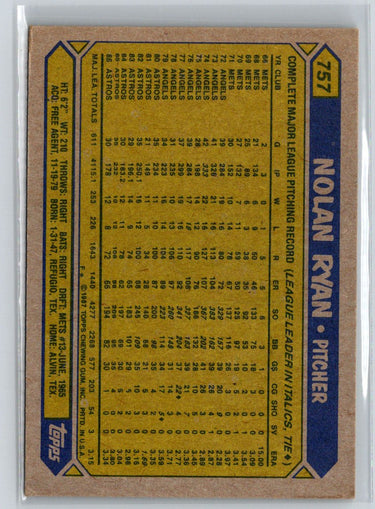 1987 Topps #757 Nolan Ryan X49