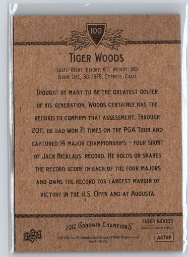 2012 Upper Deck Goodwin Champions #100 Tiger Woods X50