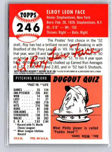 2001 Topps Archives Reserve #56 Roy Face X50