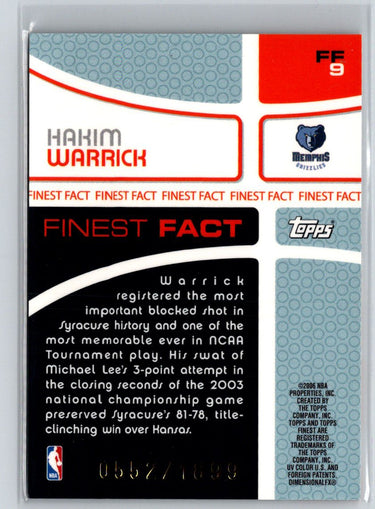 2005-06 Finest #FF9 Hakim Warrick Finest Fact #/1899 X51