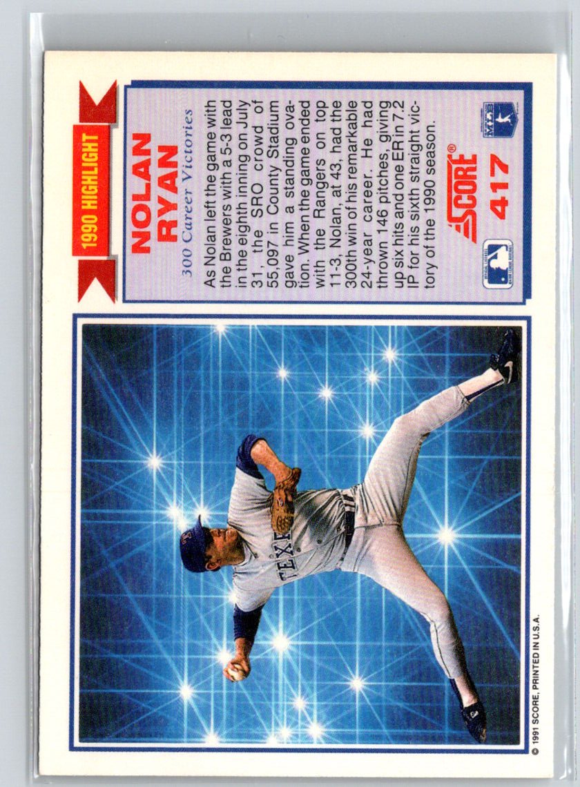 1991 Score #417 Nolan Ryan X51
