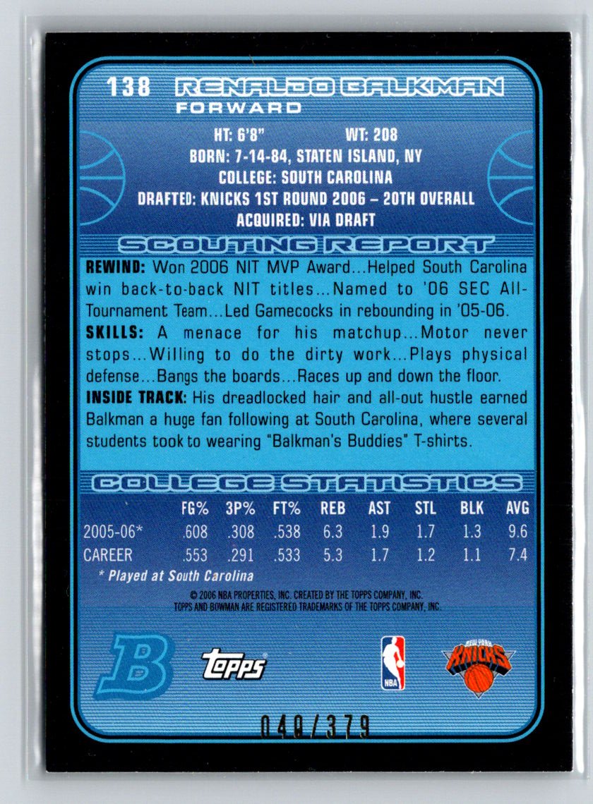 2006-07 Bowman #128 Mardy Collins Silver #/379 X51