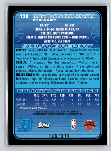 2006-07 Bowman #128 Mardy Collins Silver #/379 X51