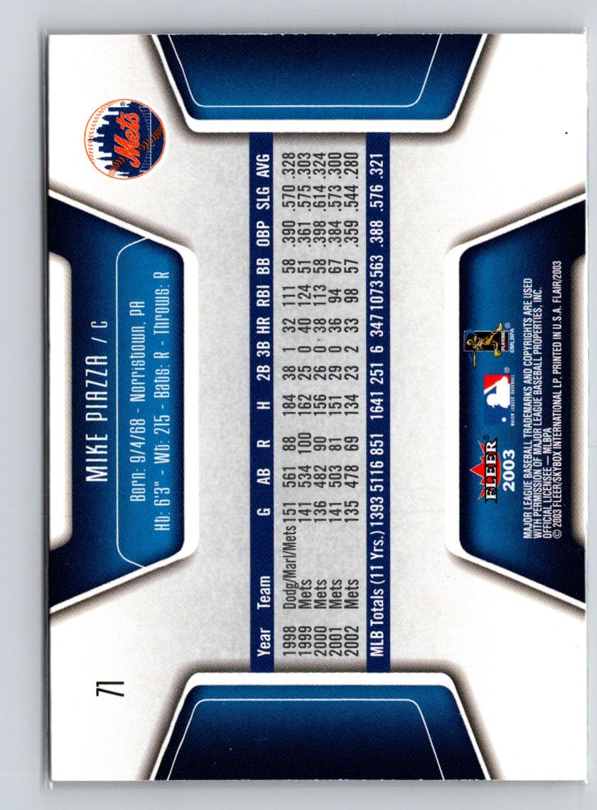 2003 Flair #71 Mike Piazza X51