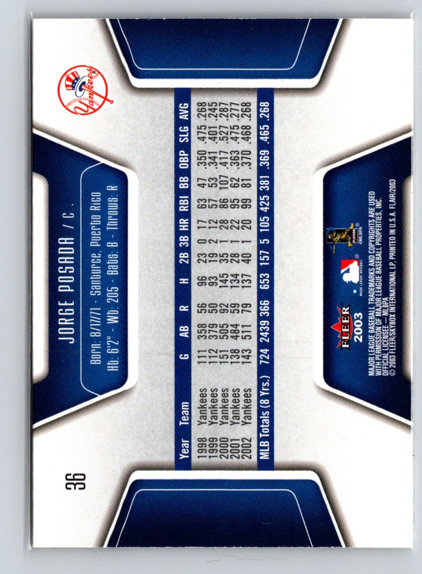 2003 Flair #36 Jorge Posada X52