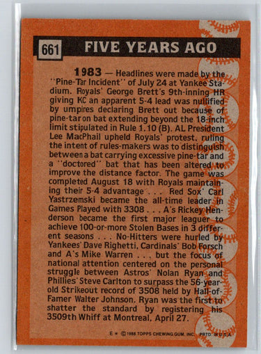 1988 Topps #661 Nolan Ryan X53