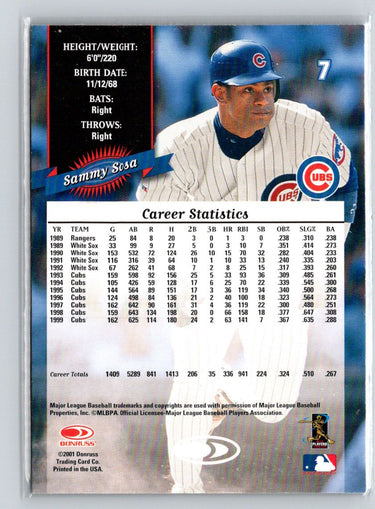 2001 Donruss #7 Sammy Sosa 2000 Retro X53