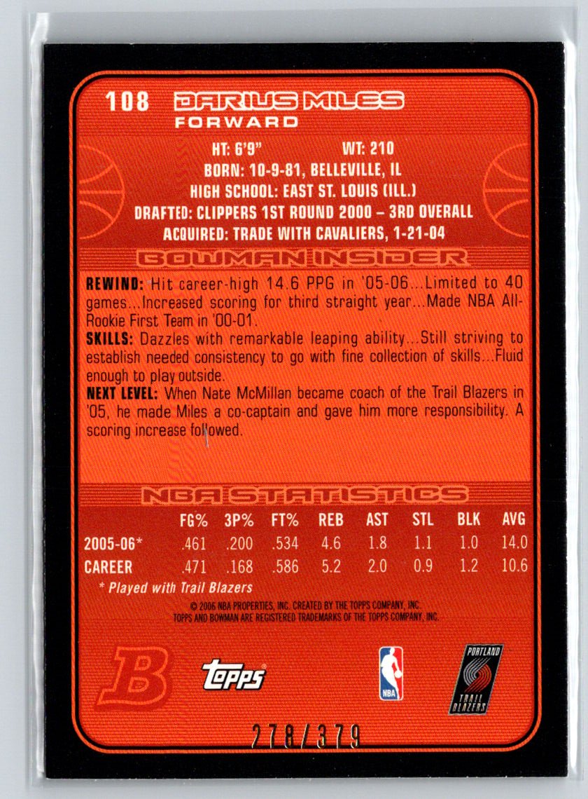 2006-07 Bowman #108 Darius Miles Silver #/379 X53