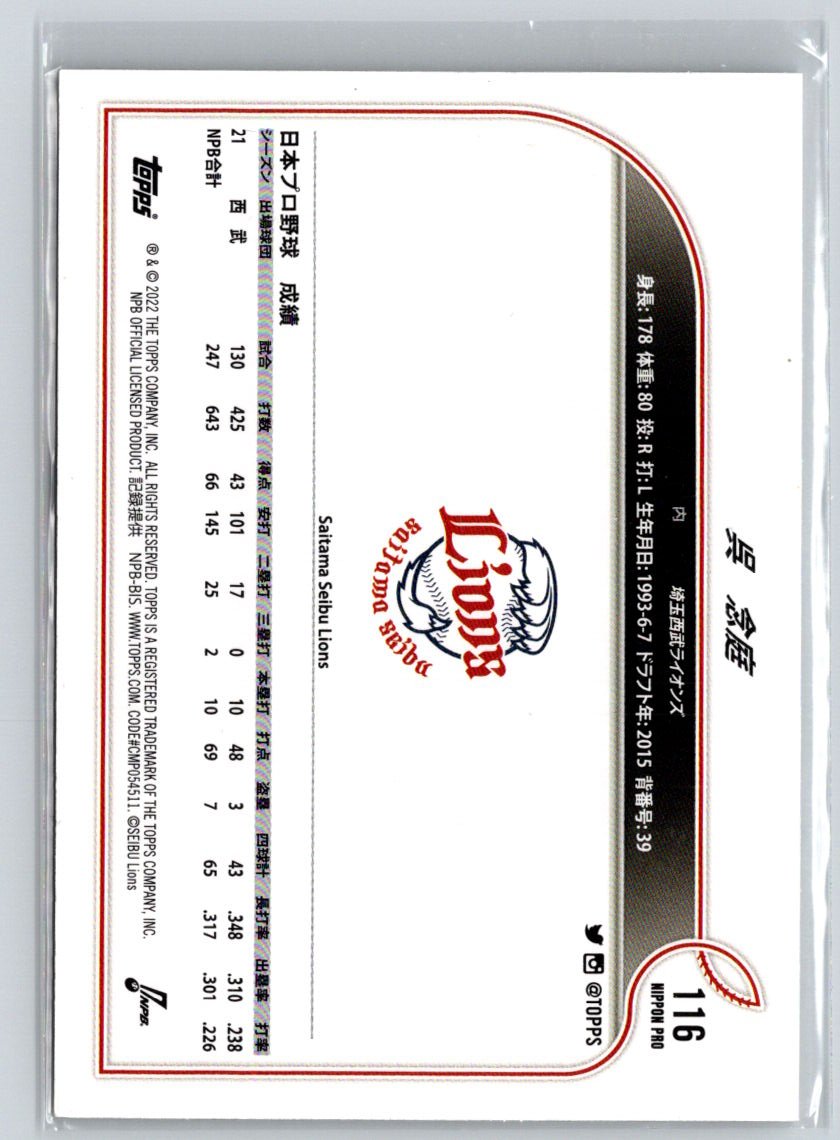 2022 Topps NPB #116 Nien-Ting Wu X54