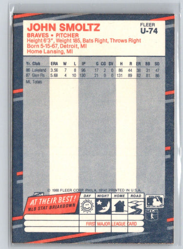1988 Fleer Update #U-74 John Smoltz X55