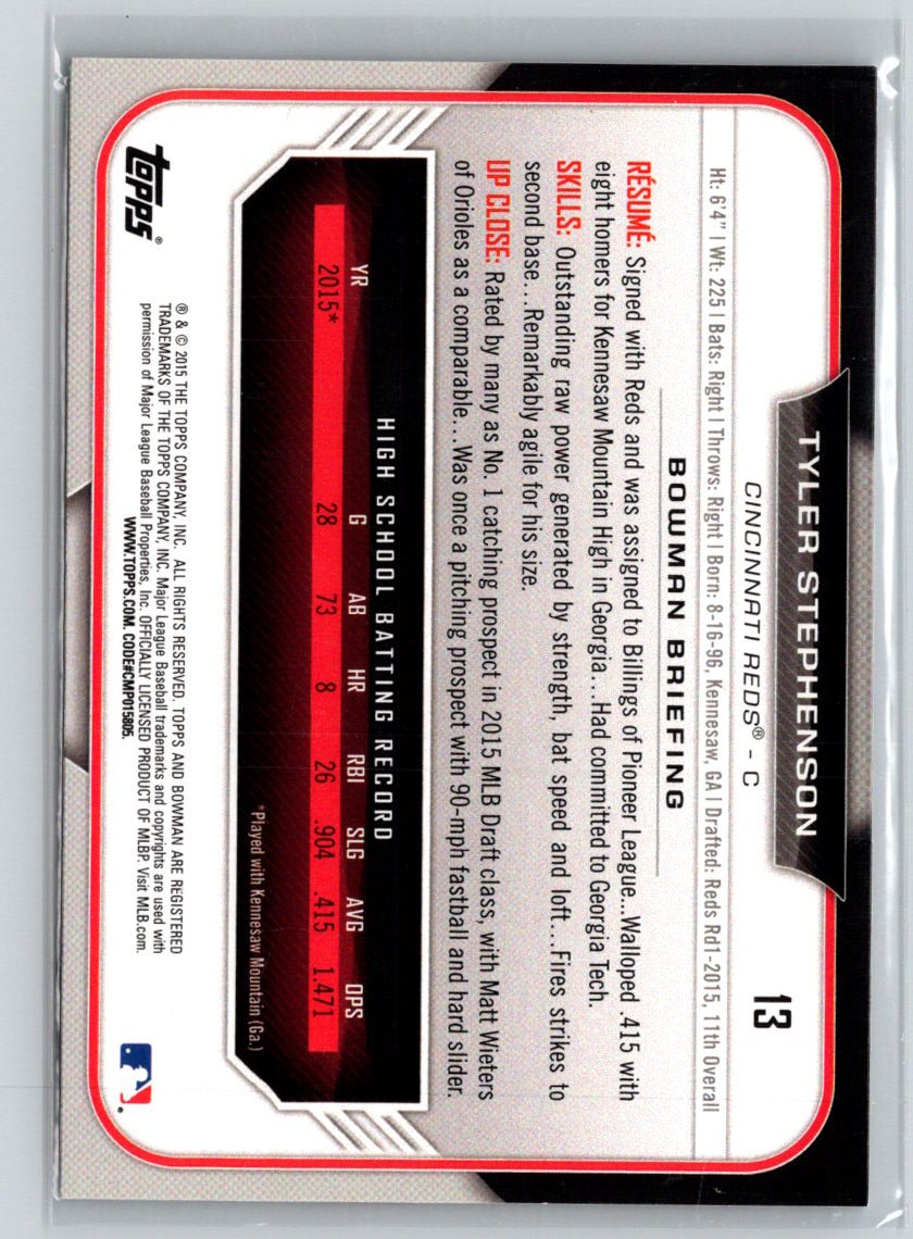 2015 Bowman Draft #13 Tyler Stephenson X55