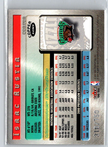 2000-01 Fleer Futures #100 Isaac Austin Copper #/750 X56