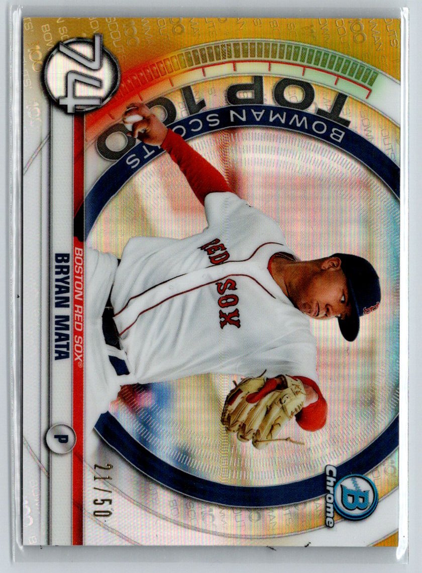 2020 Bowman Bryan Mata Chrome Bowman Scouts Top 100 Gold Refractor #/50 X56