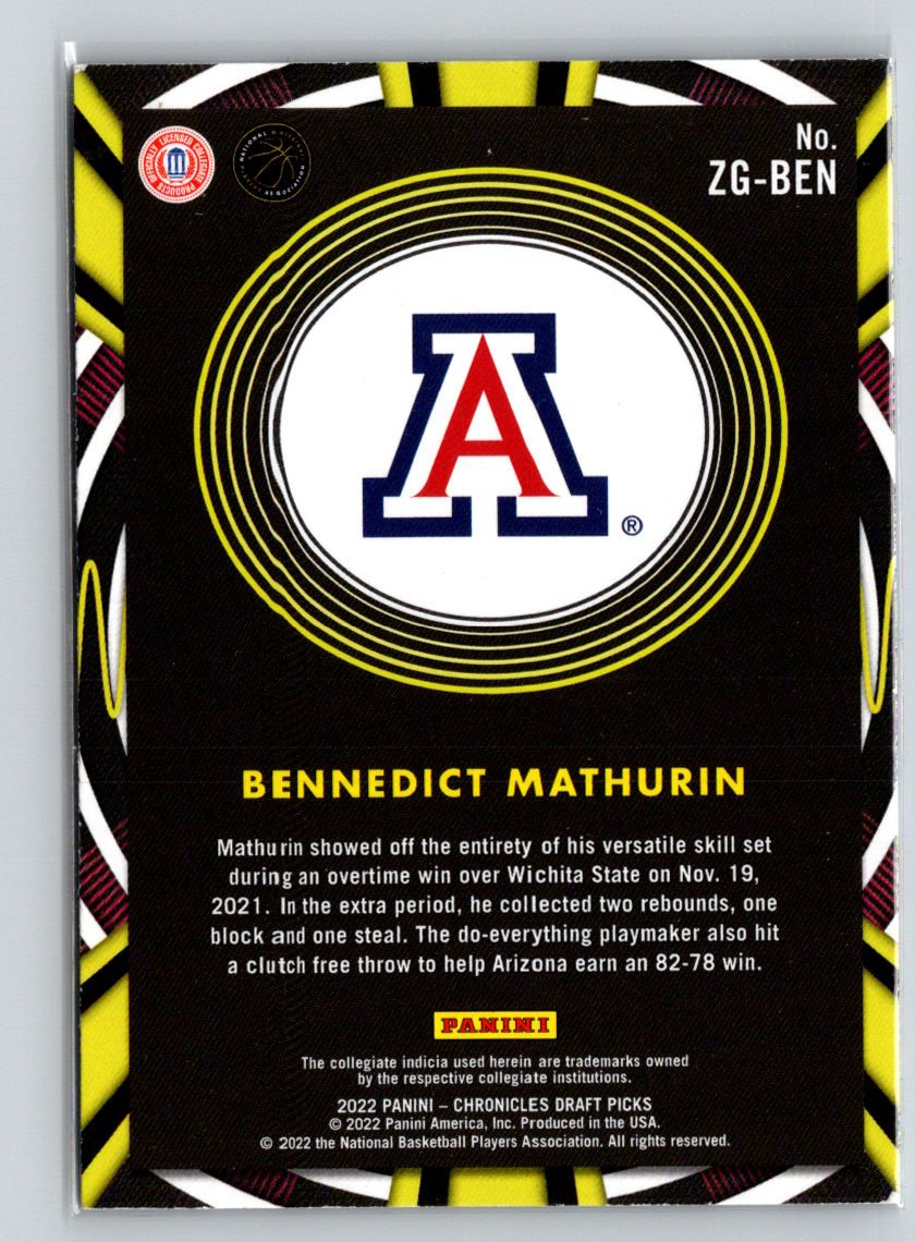 2022 Panini Chronicles Draft Picks #ZG-BEN Bennedict Mathurin Gamma Rays X57