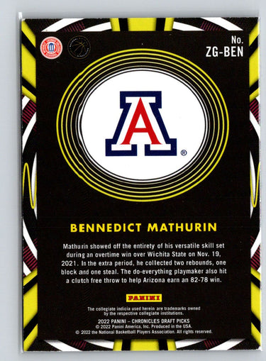 2022 Panini Chronicles Draft Picks #ZG-BEN Bennedict Mathurin Gamma Rays X57