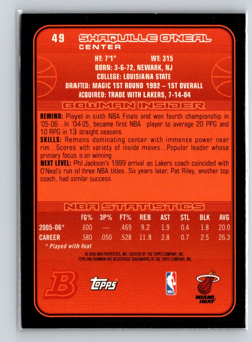 2006-07 Bowman #49 Shaquille O'Neal X57