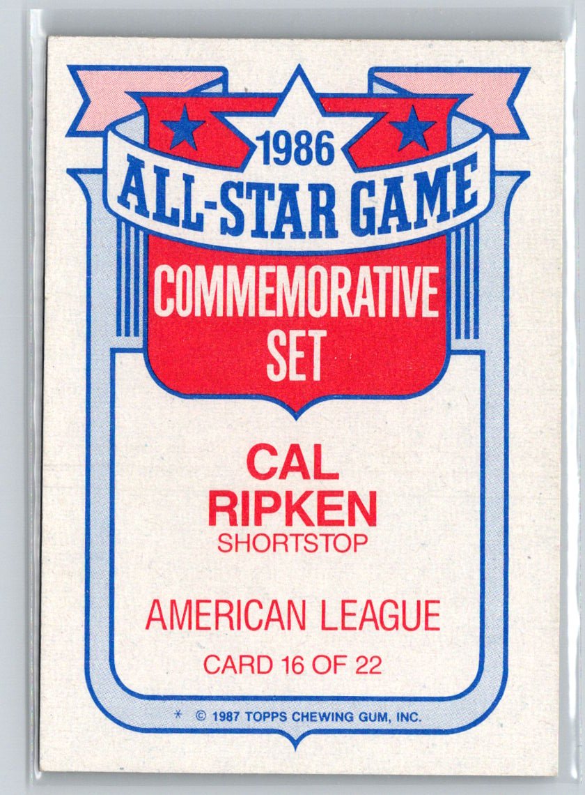 1987 Topps #16 Cal Ripken Glossy All-Stars X58