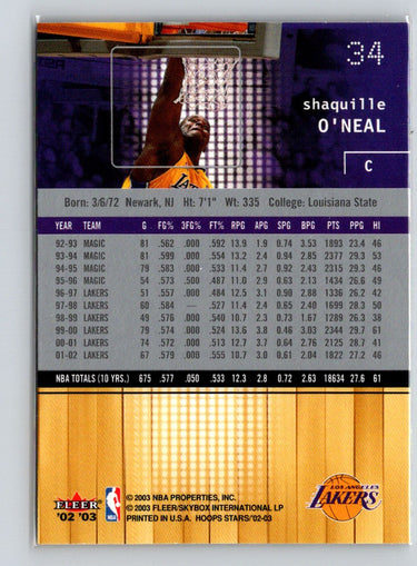 2002-03 Hoops Stars #34 Shaquille O'Neal X58