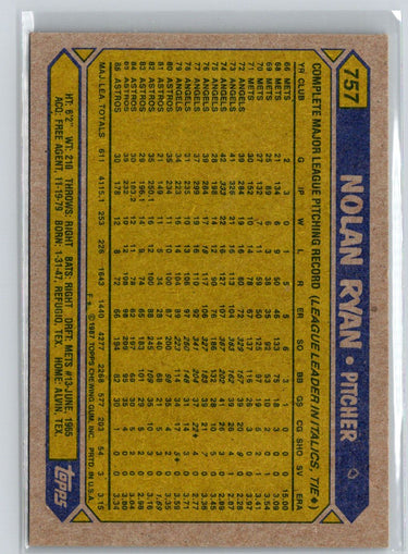 1987 Topps #757 Nolan Ryan X58