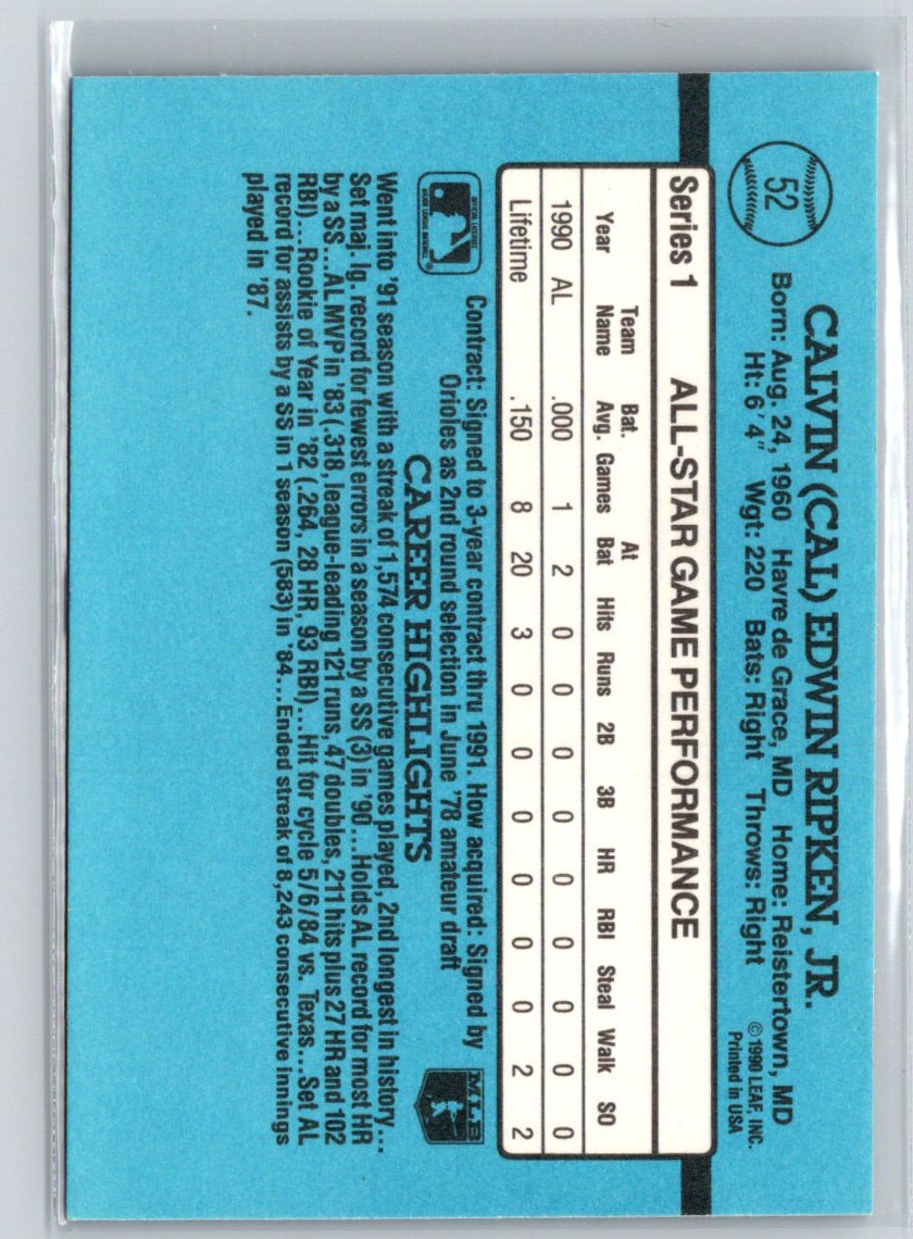 1991 Donruss #52b Cal Ripken X59