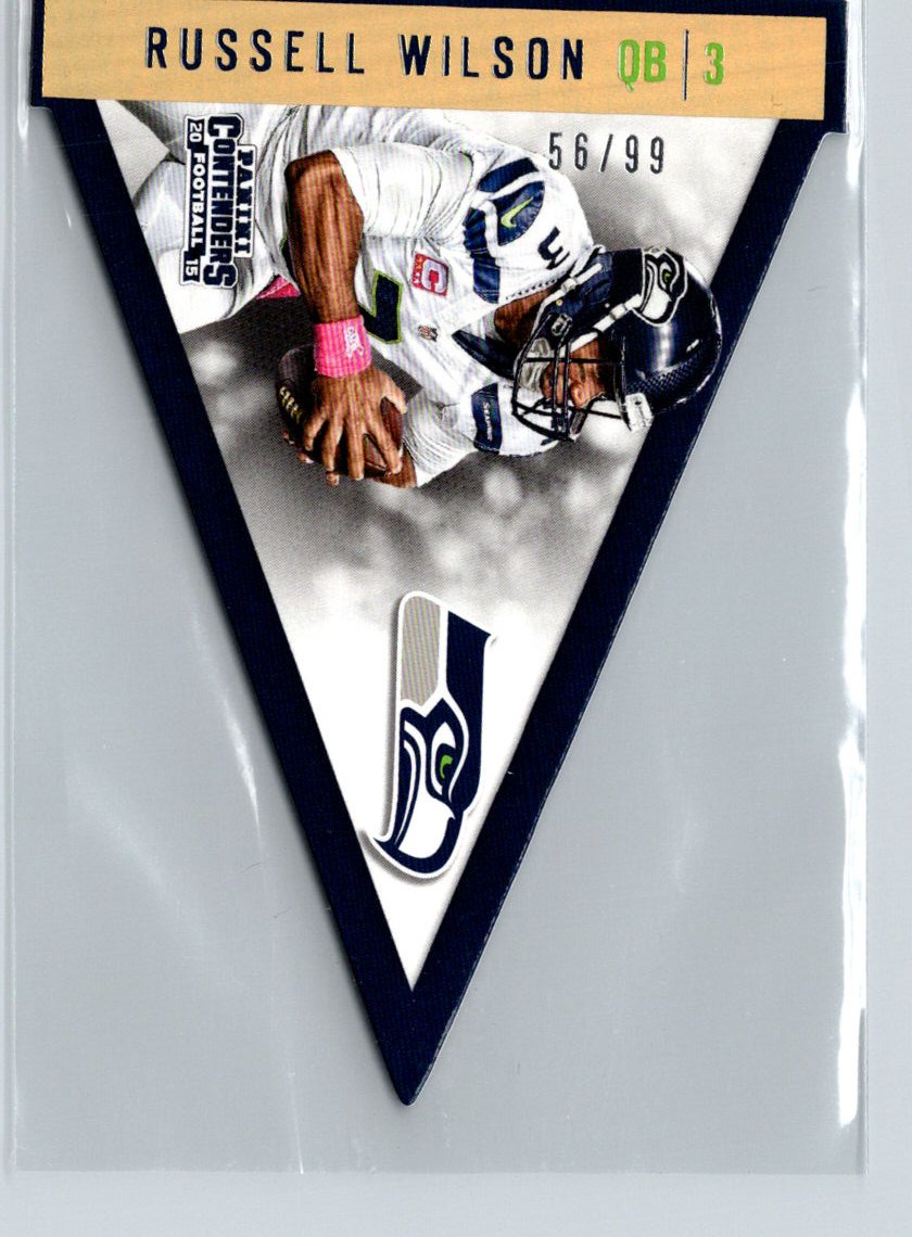 2015 Panini Contenders #P19 Russell Wilson Pennants Holo Gold #/99 X60