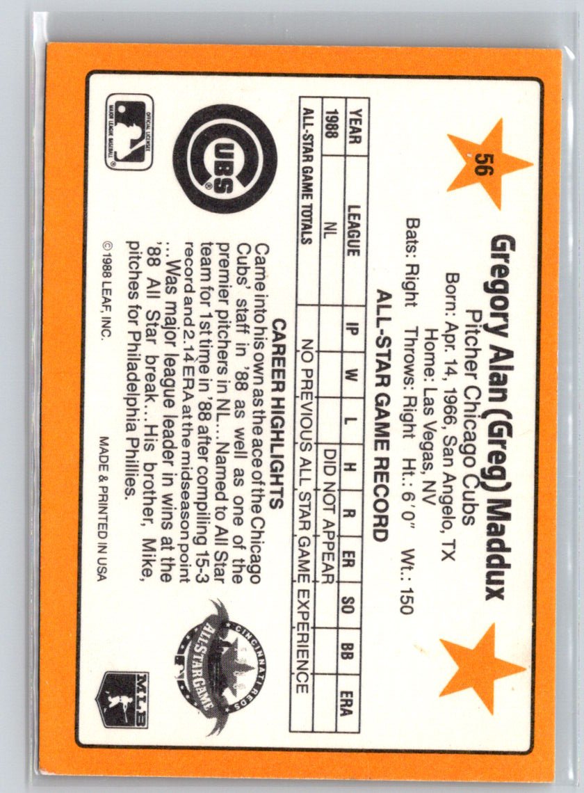 1989 Donruss All-Stars #56 Greg Maddux X62