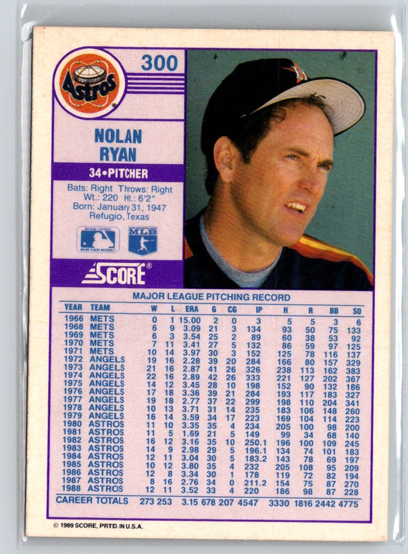1989 Score #300 Nolan Ryan X63