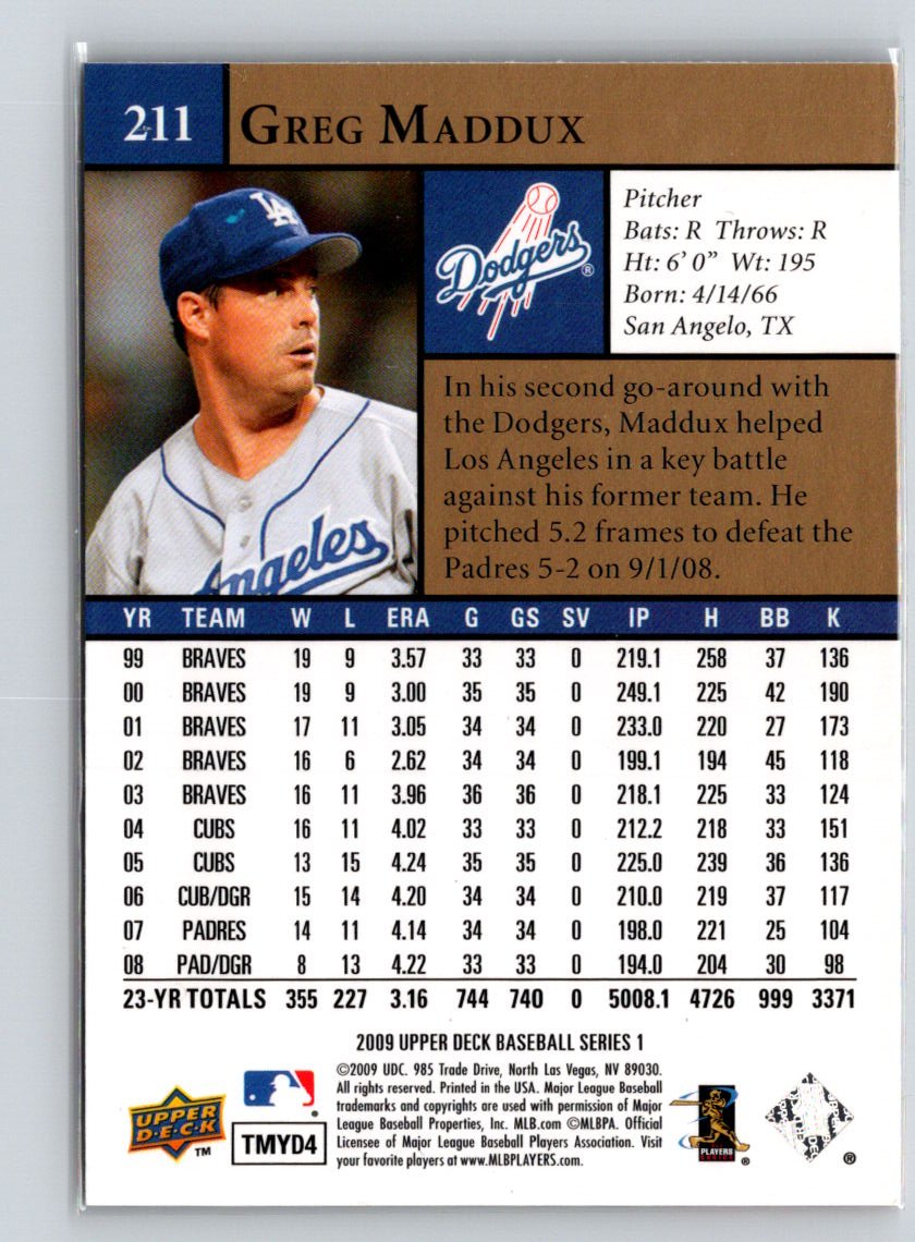 2009 Upper Deck #211 Greg Maddux X64