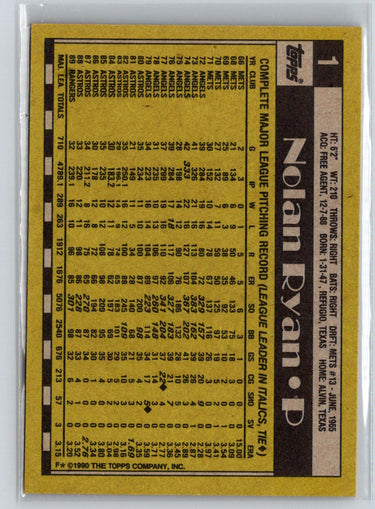1990 Topps #1 Nolan Ryan X65