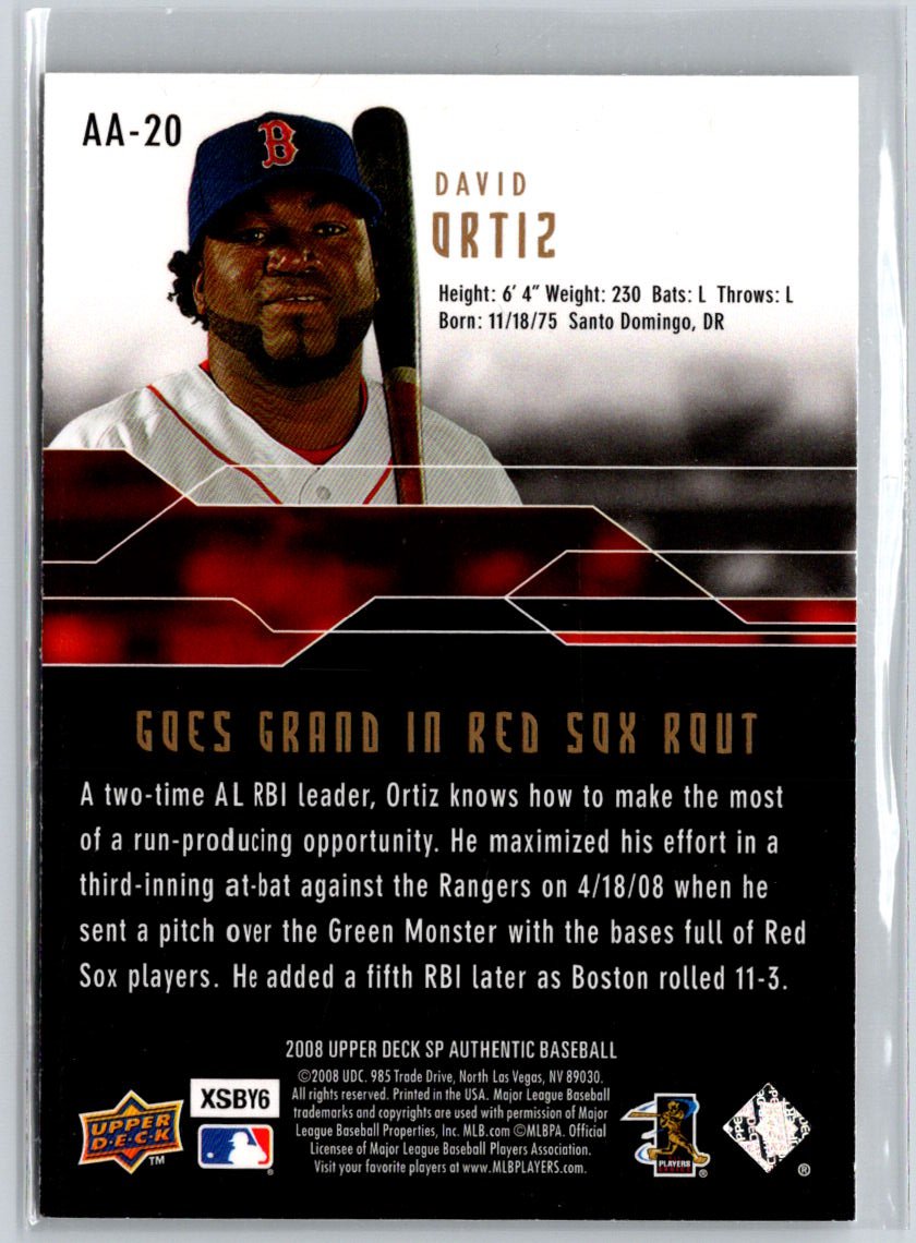2008 SP Authentic #AA-20 David Ortiz Authentic Achievements X65