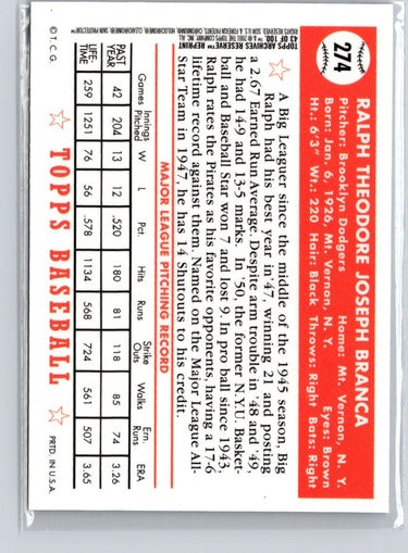 2001 Topps Archives Reserve #43 Ralph Branca X65