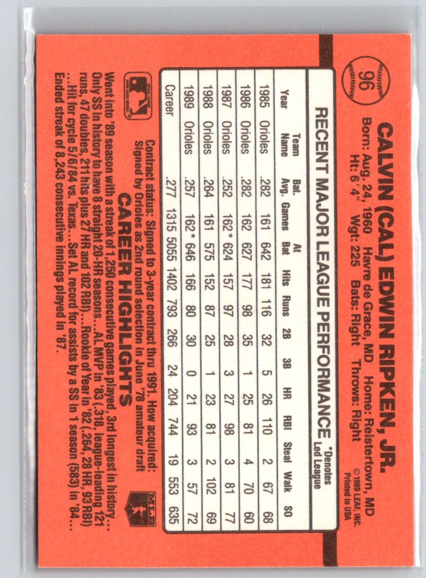 1990 Donruss #96c Cal Ripken X67