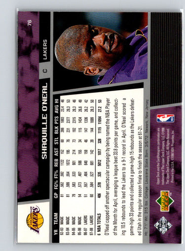 1998-99 Upper Deck #76 Shaquille O'Neal X67