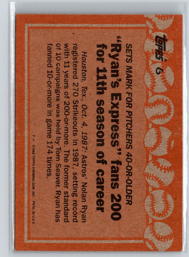 1988 Topps #6 Nolan Ryan X67