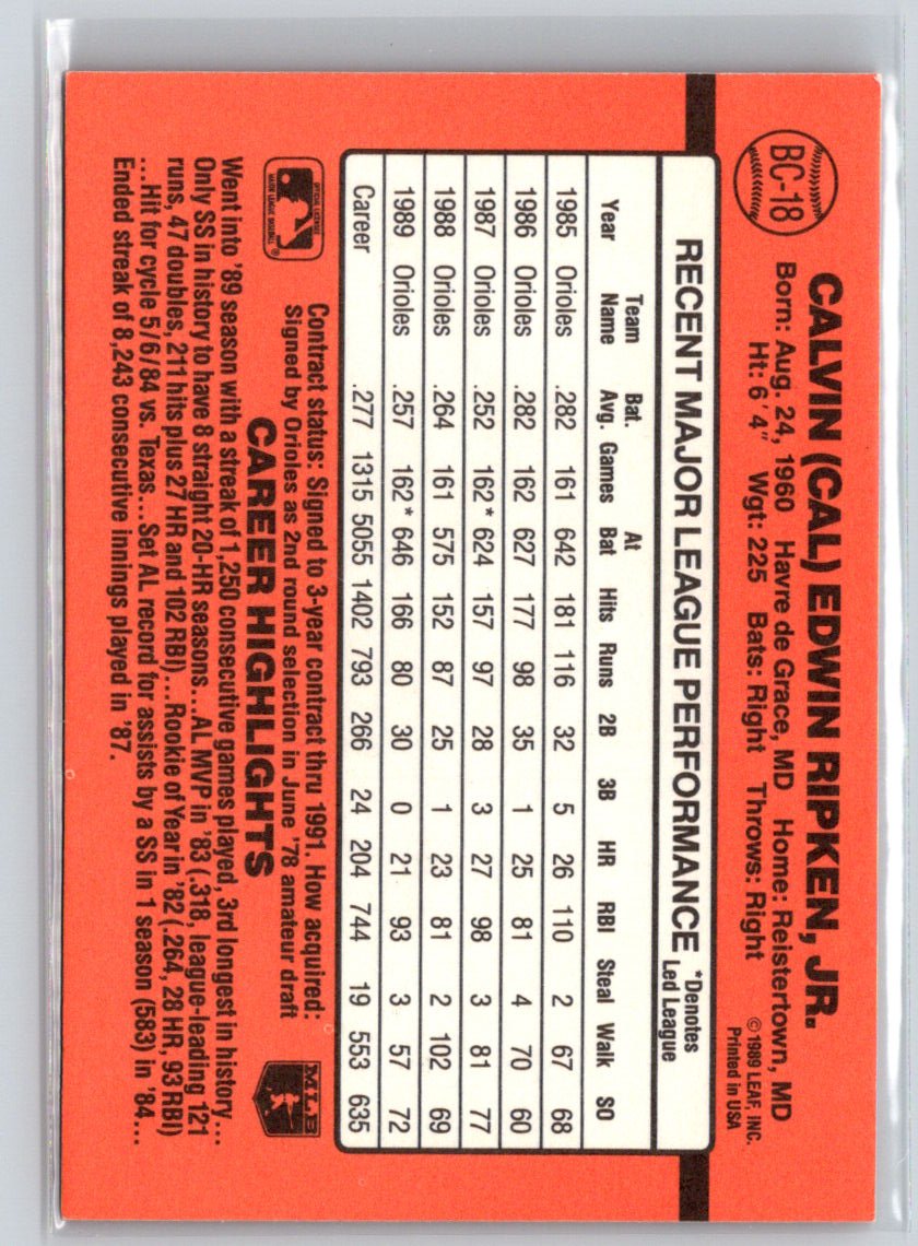 1990 Donruss #BC-18 Cal Ripken Bonus MVP's X69
