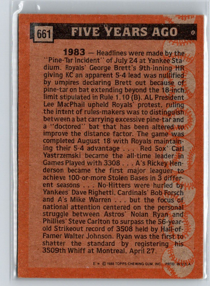 1988 Topps #661 Nolan Ryan X69