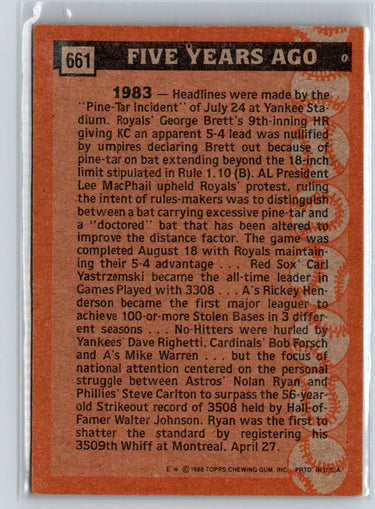 1988 Topps #661 Nolan Ryan X69
