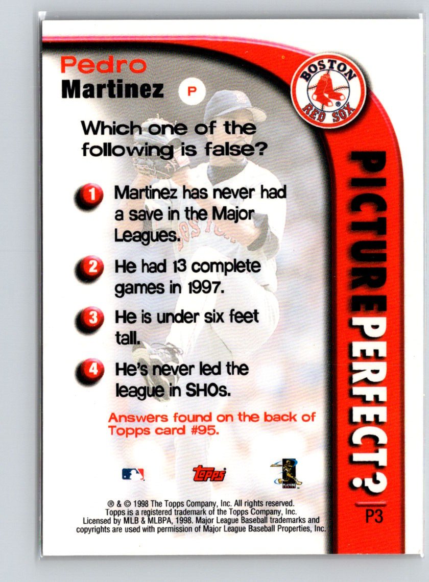 1999 Topps #P3 Pedro Martinez Picture Perfect X69