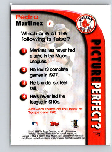 1999 Topps #P3 Pedro Martinez Picture Perfect X69
