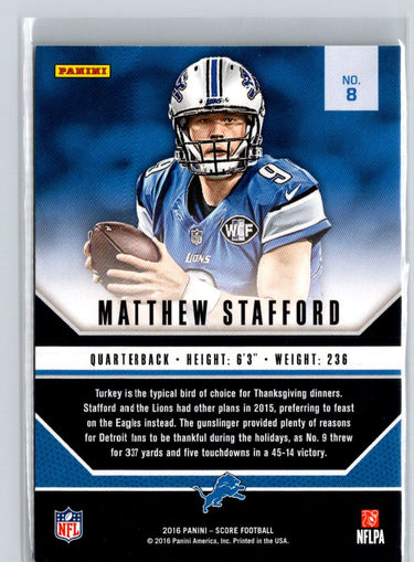 2016 Score #8 Matthew Stafford Signal Callers Black Y66