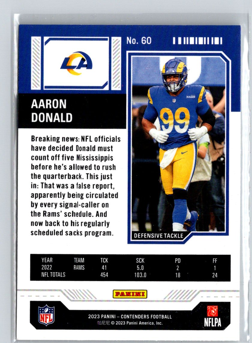 2023 Panini Contenders #60 Aaron Donald Season Ticket Retail Y67