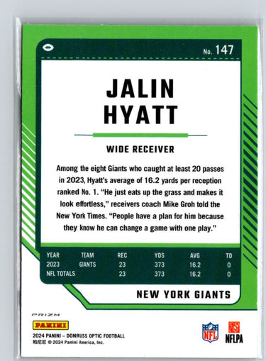 2024 Donruss Optic #147 Jalin Hyatt Holo Y68