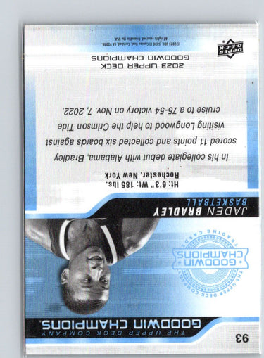 2023 Upper Deck Goodwin Champions #93 Jaden Bradley Royal Blue Y68