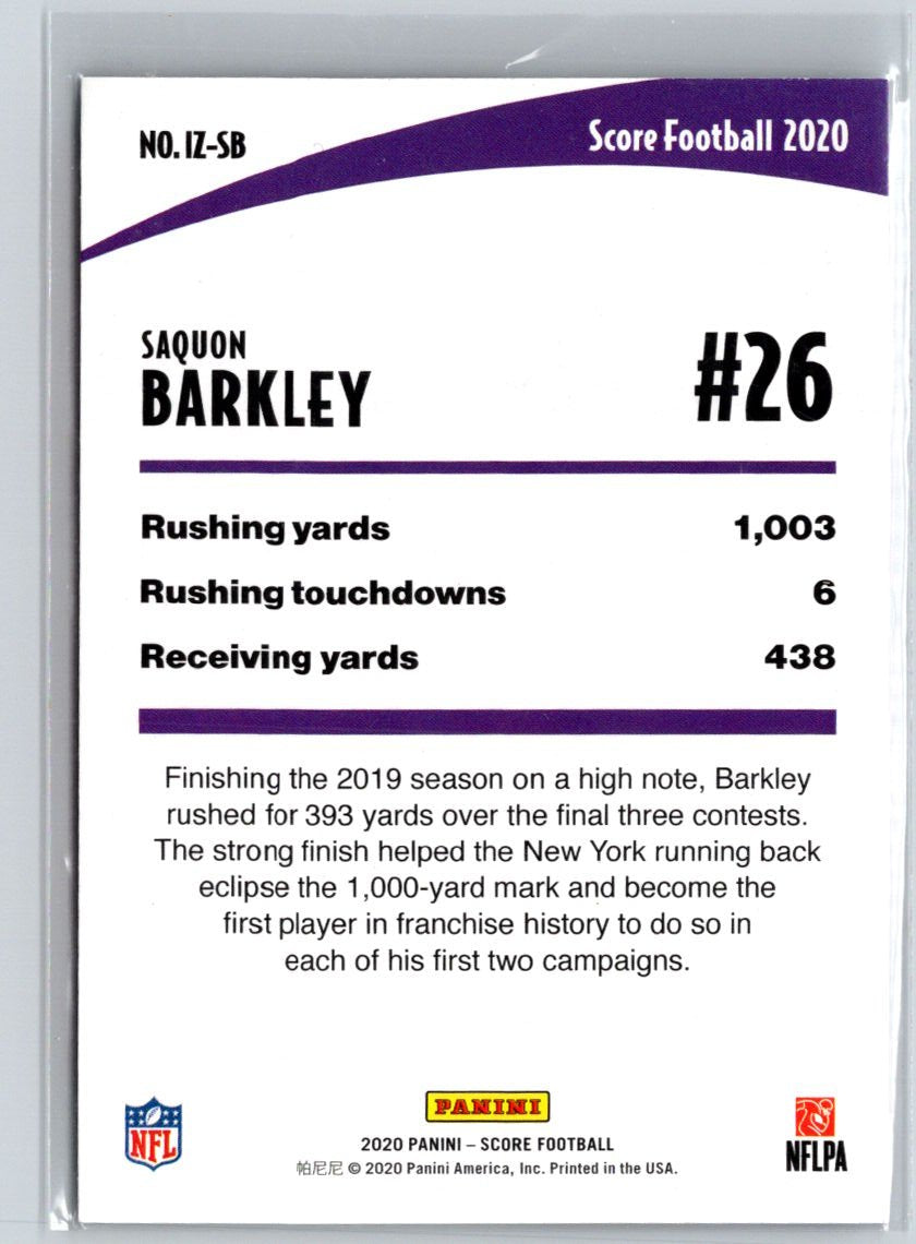 2020 Score #IZ-SB Saquon Barkley In the Zone Y69