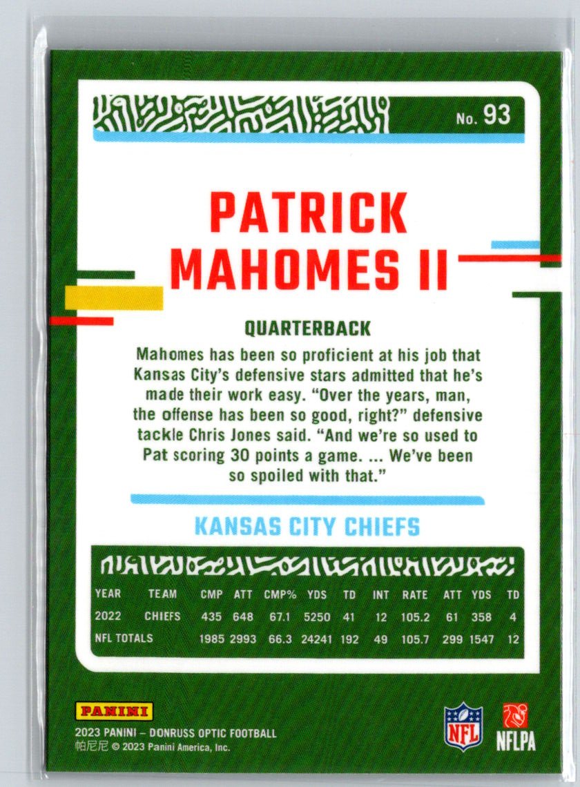 2023 Donruss Optic #93 Patrick Mahomes II Y69