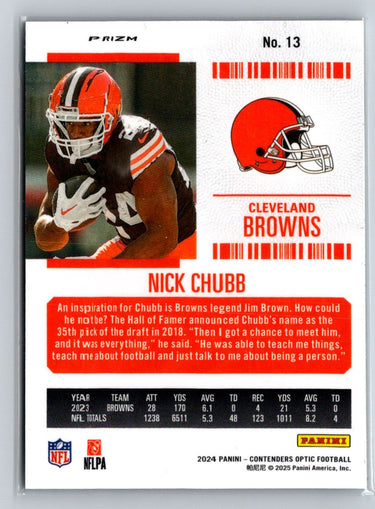 2022 Panini Contenders Optic #13 Nick Chubb Silver Y69