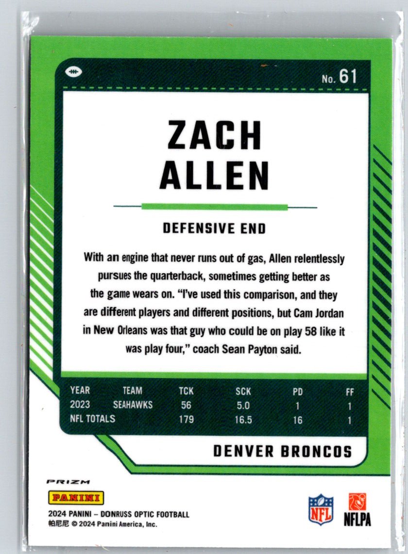 2024 Donruss Optic #61 Zach Allen Holo Z63