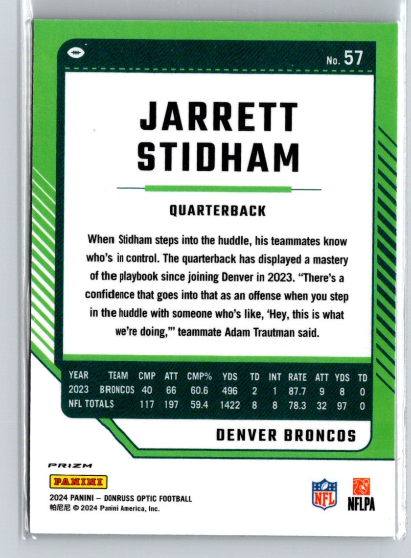 2024 Donruss Optic #57 Jarrett Stidham Holo Z64